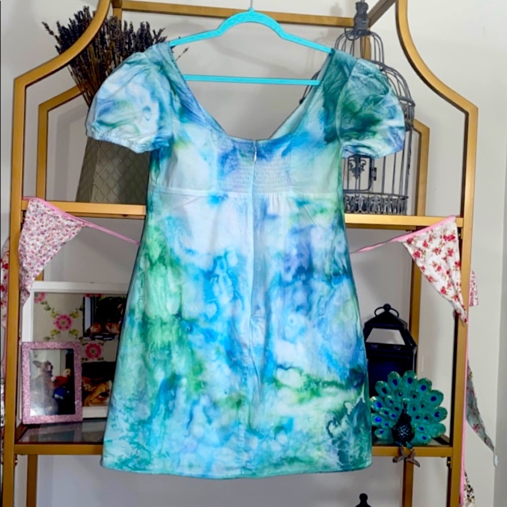Hand Painted Water Color Tie Front Dress Party NYE Holiday - Picture 3 of 5
